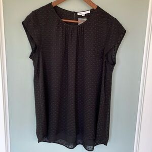 DR2 by Daniel Rainn Floral Clip Dot Cap Sleeve Tunic Blouse